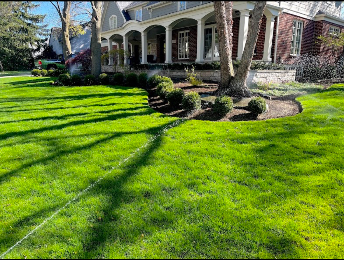 Manicured front lawn at a colonial home in Hazel Park, Michigan — Elite Sprinkler Systems